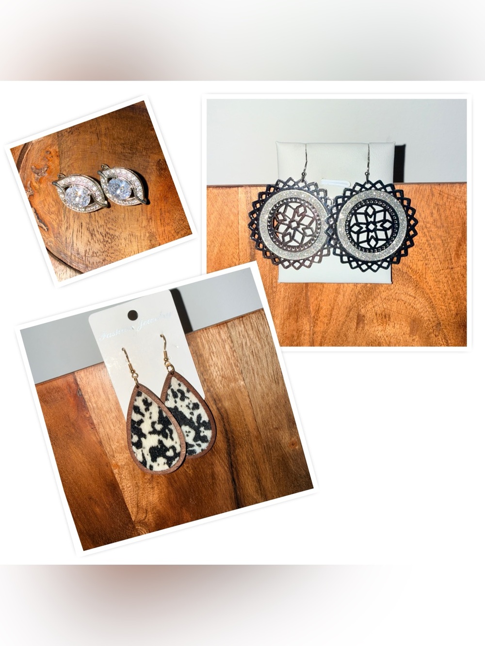 Assorted Earrings Set - Silver, Black, White, Brown